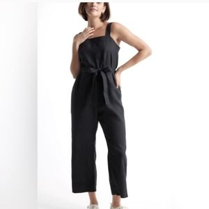 Quince European Linen Jumpsuit in Dark Olive